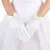TIESOME Short Glove, Satin Gloves, White Bridal Gloves, Women's Elegant