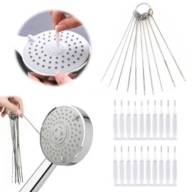 10 Pezzi Metallo Ago pulire doccia con 20 Pezzi Spazzola pulizia doccia, Strumento Pulizia Fori Piccoli Setole Anti-Intasamento per Soffione Doccia a Fessura per Spazi Tra Gli Ugelli, Bagno Domestico