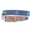 Country Club Prep Stick Man Leather Tab Belt in Navy