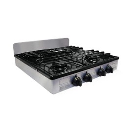 Koblenz PSK-400S 4 Portable Porcelain Cover and Four 16,000 BTU Burners, Stainless Steel Stove for Propane Gas, Silver