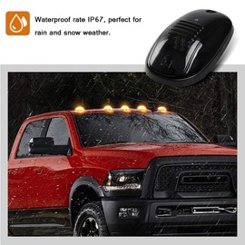NPAUTO 5pcs 12 LED Smoked Amber Cab Lights Replacement for 2003-2018 Dodge Ram 1500 2500 3500 4500 5500 Roof Top Clearance Lights Running Lights w/Wiring Harness