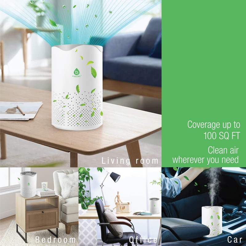 Pursonic USB Powered Air Purifier With Night Light For Home,Office,