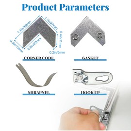 1Set/18PCS Metal Photo Frame Hardware Set - Durable Angle Bracket Flat Plate Fastener Tapped Corners Gasket Picture Frame Hanging Hooks Spring Clips DIY Picture Framing Accessoried