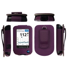 Premium Holster with Screen Protector, Belt Clip,Carabiner (Including a Neck Lanyard) for Freestyle Libre 3/ Freestyle Libre 2 (Purple)