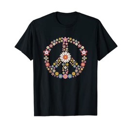 Retro Vintage Flower Design Peace Sign T-Shirt
