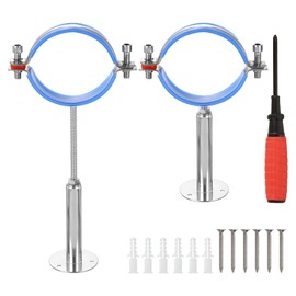 sourcing map 2Pcs Pipe Support, Stainless Steel Wall Mount Ceiling Mount Pipe Support Bracket, Adjustable Height 100-200mm for OD Pipe 80-89mm