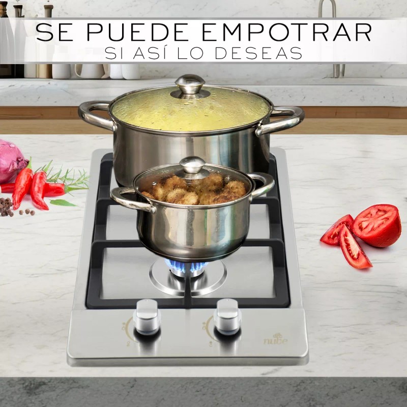 Nube Parrilla De Acero Inoxidable 2 Quemadores Color Plata Nube