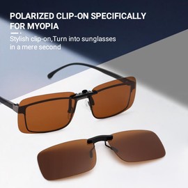 TERAISE Polarised Sunglasses Clip Over Glasses Anti-Glare UV400 Clip On Sunglasses for Men Women Driving, brown