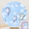 Cute Elephant Round Backdrop Cover for Baby Shower Birthday Party