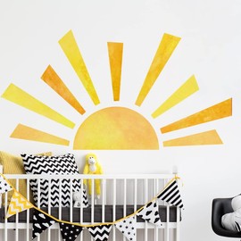 42 x 23.5 Inch Boho Half Sun Wall Decals Watercolor Sun Murals Modern Wall Decals Vinyl Sun Wall Decals Removable Peel and Stick Wall Stickers for Living Room Bedroom Playroom Decor