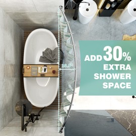 Mcrbeay Curved Shower Curtain Rod, Adjustable 40-72 inches Extra Wide Curved Shower Rods for Bathroom, Rust proof Shower Rod, Stainless Steel Curved Curtain Rod for Shower, Bathtub, Brushed Nickel