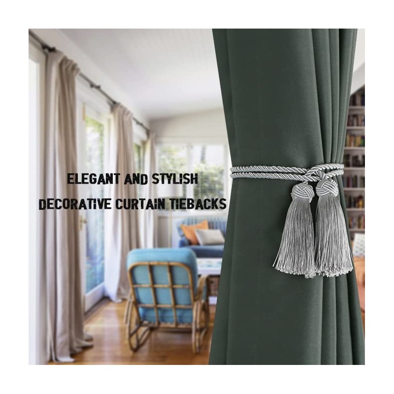 BEL AVENIR 4 Pack Curtain Handmade Tiebacks Decorative Curtain Holdbacks