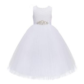 White Floral Lace Heart Cutout Flower Girl Dress Wedding Reception 172R3 8