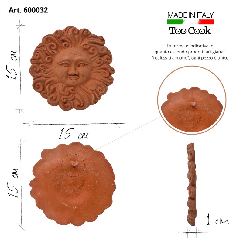 Toocook Handmade Terracotta Sun for Garden and Home Decor, Unique