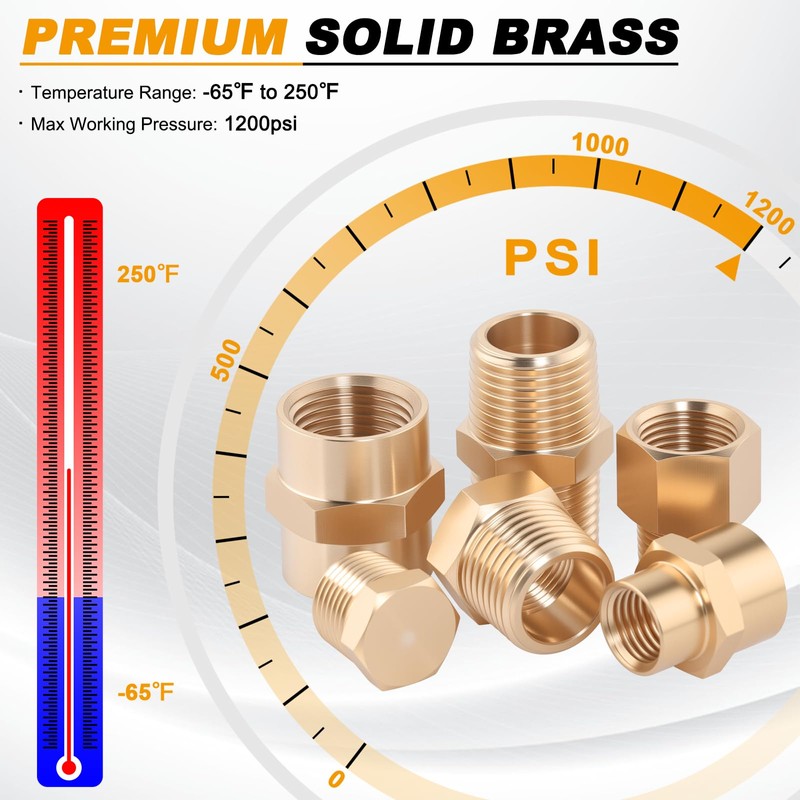 KOOTANS 66PCS Brass Pipe Fittings Assortment Kit NPT Adapter Fitting,