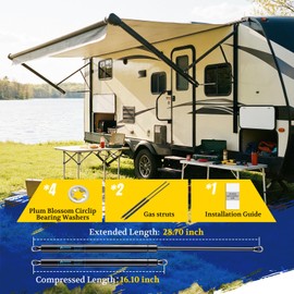 ARANA PM3990 28 inch 150lb Gas Struts for RV Awning Struts Replacement Parts Compatible with 3108392.139# 3310555.010 for Dometic RV Awning Parts 68475 80985 025214 69-3723, Set of 2