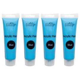 4x Acrylic Paints - 100ml - Blue - Professional Artist Art Craft Painting Supplies for Canvas Wood Glass Fabric Paper Clay Ceramic - By Ashley