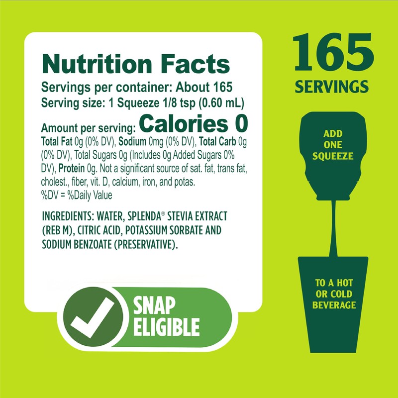 SPLENDA Stevia Liquid Zero Calorie Sweetener Drops, 3.38 Fl Oz