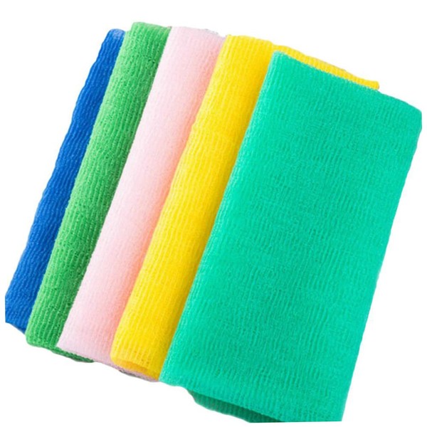 Milisten 4pcs Bath Wash Towel Exfoliating Bath Cloth Back Scrubber Loofah Towel Nylon Bath Cloth Towel for Body (Green Pink)