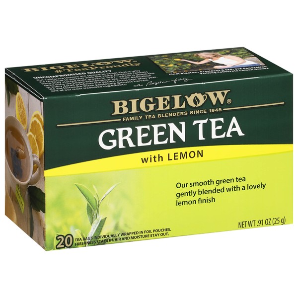 Bigelow Tea Green Tea with Lemon, Caffeinated, 20 Count (Pack