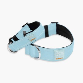 DF Co. Tactical Dog Collar | Comfortable & Secure with Quick Release Clip Buckle and Heavy Duty D-Ring | Soft Padded Neoprene, Chafe Resistant, Night-Time Visibility | Sky Blue, Size XS/XXS