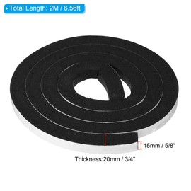 PATIKIL Foam Weather Stripping for Doors, 1 Roll 5/8" W x 3/4" T Foam Seal Tape Adhesive Insulation Strip for Door Window Air Conditioning, Black(6.56 Ft Length)