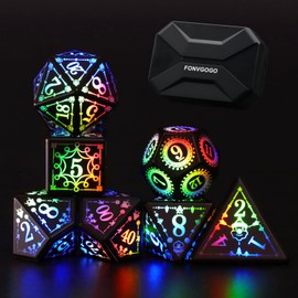 FONVGOGO DND Dice, LED Light up Dice Set, Electronic Flashing D&D Dice Rechargeable Polyhedral Glow in The Dark Dice with Charging Box for Ttrpg Game RPG (Colorful)