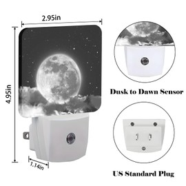 FSHVQKD Moon in Cloud Night Light,Plug-in Nightlights Auto Sensor Night Lamp Dusk to Dawn Lamp Home Decor for Nursery Children Girls Boys