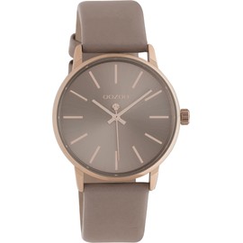 Oozoo Timepieces Women's Watch - Wrist Watch with 18 mm Leather Strap | High-Quality Watch for Women - Elegant Analogue Women's Watch in Round, Khaki/Rose, Strap.