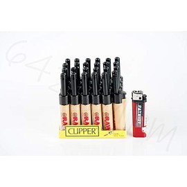 Bundle - 25 Items - 24x Clipper Full-Size Tube PIEZO Ignition Refillable Adjustable Flame Lighters and Patriot Disposable Lighter