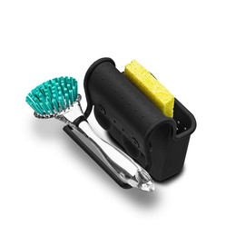 madesmart Saddle-SINKWARE Collection All-in-One Sink Storage, Ventilation Holes Promote Drying, & BPA-Free, Small, Carbon