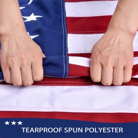 American Flag for Outside 4x6 FT, Deluxe Heavy Duty Spun Polyster, TearProof and Waterproof Super Tough Series, All Weather High Wind USA US Flag with Embroidered Stars, Sewn Stripes, Brass Grommets,