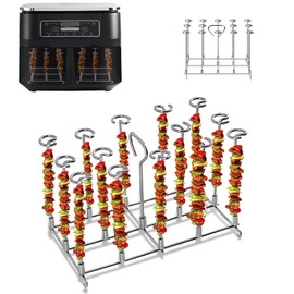 Latierra Stainless Steel Skewer Stand, BBQ Rack with 14 Skewers for Ninja Foodi Hot Air Fryer AF300EU, AF400EU, Dual Zone Airfryer 7.6L-9.5L, Hot Air Fryer Accessories