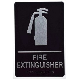 BUILDINGSIGNS.COM FIRE Extinguisher Sign Black Sign(Aluminum, Black/Silver, Size 6x9)-REF24-1027