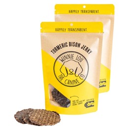 Winnie Lou The Canine Jerky Organic Jerky Dog Treats Made in USA – Human Grade Dog Treats – Dog Jerky Treats – All Natural Dog Treats – Healthy Dog Treats (Turmeric Bison Jerky 2 Pack)