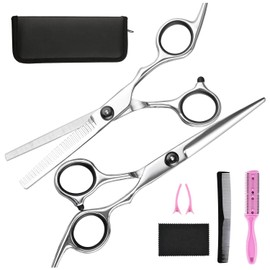 Hairdressing Scissors Hair Cutting Scissor, Fcysy Professional Barber Hairdresser Scissors Set with Hair Dressing Scissors Thinning Scissor and Haircut Accessories for Cutting Hair for Women Men