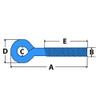 x10 M10 X 250MM Zinc Plated Folded Straining Eyebolts Nut