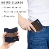 Tarjetero de cuero, Cartera para Hombre RFID Bloqueo Antirrobo |
