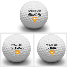 Second Ave Pack of 3 Golf Balls World's Best Grandad Father's Day Christmas Birthday Golfer Gift