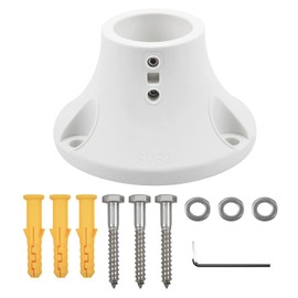 Myard 3" Surface Mount Base Anchor Flange for 1.9" Swimming Pool Rail Handrail Ladder to Concrete or Wood Deck (Ivory White, 1-Pack)