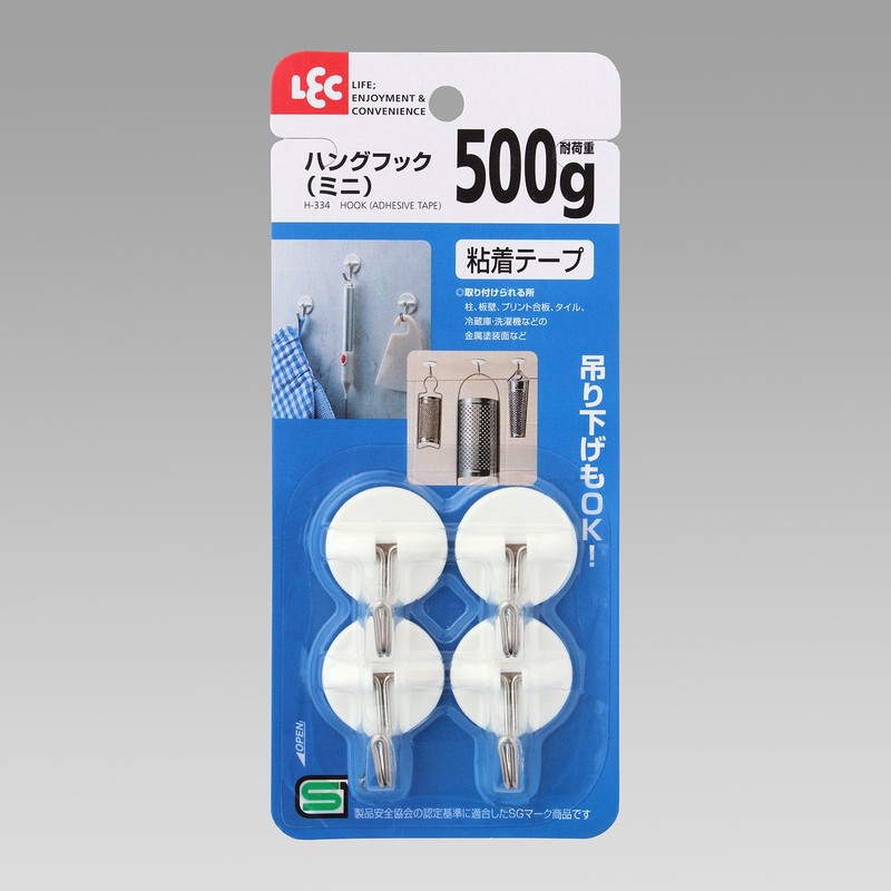 レック ハング フック ミニ 粘着 テープ ホワイト H-334