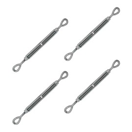 US Cargo Control Eye and Eye Turnbuckles 1/2" x 9" (4-Pack), 2,200 LBS Working Load Limit, UNC Thread Hot-Dipped Galvanized Turnbuckle Heavy Duty for Wire Rope, in-Line Pulls & Tension Applications