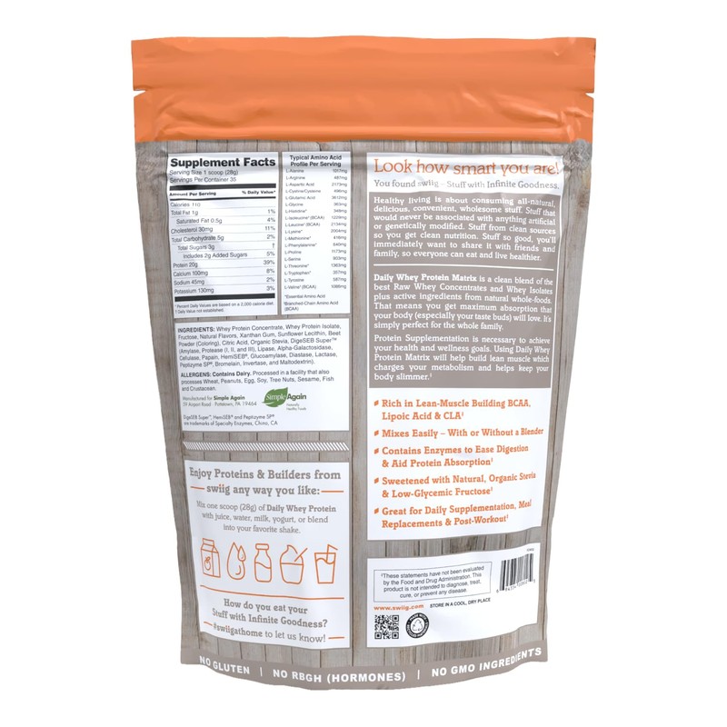 swiig Premium Daily Whey Protein Matrix Strawberry 2.2 lb –