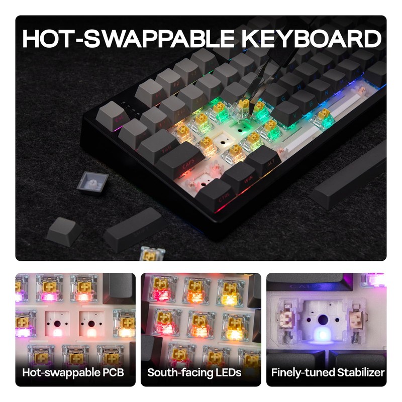 EPOMAKER TH108 Full Size Mechanical Keyboard, Wireless Gaming Keyboard with