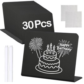 Pack of 30 Chalkboard Stands, Price Tag, Small Boards for Labelling, 100 x 75 mm, L-Shape Price Tags Stand for Buffet Signs, Wedding, Party, Place Cards - Chalkboard Small Black