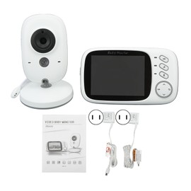 3.2in Wireless WiFi Baby Monitor Two Way Talk Night Vision Temperature Monitoring Built in Lullabies 100‑240V US Plug