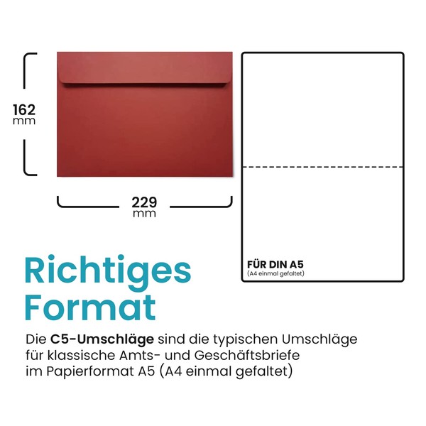 Netuno 25 Envelopes Red DIN C5 162 x 229 mm