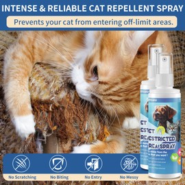 Cat Deterrent Spray, Natural Cat Repellent for Furniture, Sofas, Rugs, Curtains, Plants, Indoor & Outdoor Repellent Cats Kittens, Effective Cat Scratch Deterrent Training Aid