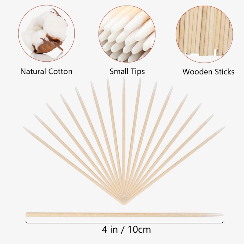 800PCS Pointed Cotton Swabs,4 inch Microblading Cotton Swab with Wooden