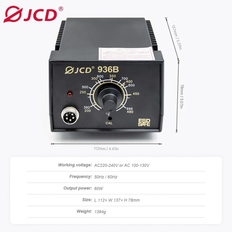 JCD Soldering Iron 936B Soldering Station Tempertaure Control Rework Station